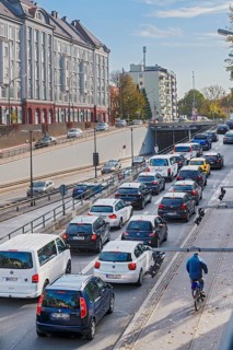 Traffic jam on the middle ring road in Berg am Laim