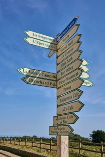 Signposts on the island of Sark