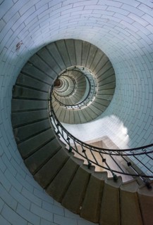 Staircase covered with opal glass tiles