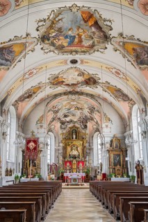Muehlfeld church in Bad-Toelz with ceiling frescos by Matthaeus Guenther