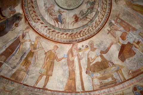 Ceiling painting in the Thracian tomb of Kazanlak