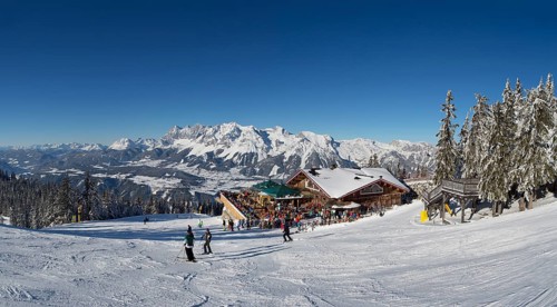 Ski area Planai with view to the Schafalm and the Dachstein massif