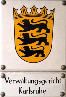 Sign at the entrance to the administrative court Karlsruhe