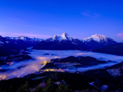 Fog in the valley basin of Berchtesgaden