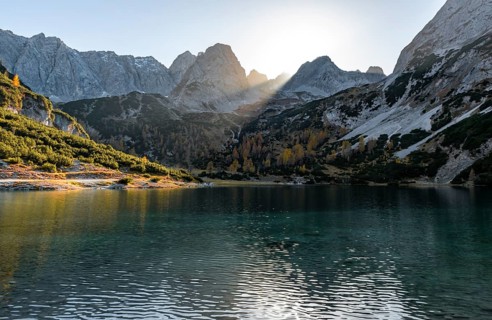 Mountains are reflected in the Seebensee