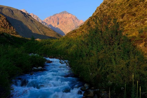 Morning sun at the Rio Tupungato