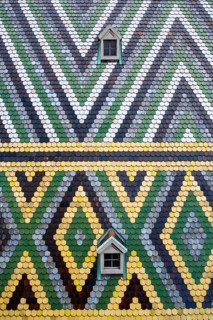 Colourful roof tiles on the cathedral roof