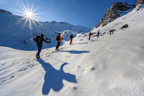 Ski tourers in winter