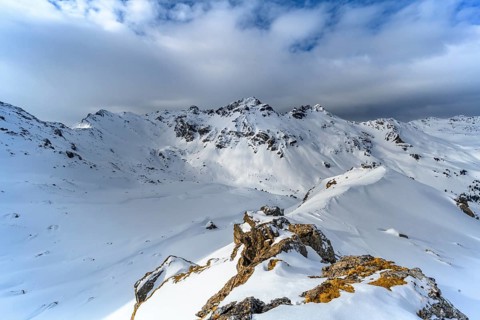Snow-covered mountain peaks