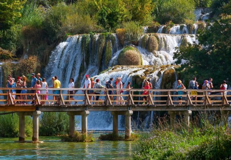 Tourists at Skradinski Buk waterfall