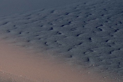 Volcanic soil in red and black
