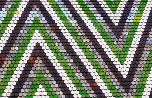 Colourful roof tiles on the cathedral roof