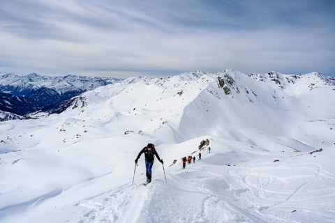 Ski tourers in the snow