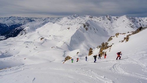 Ski tourers in the snow