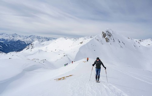 Ski tourers in the snow
