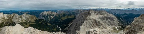 Panoramic view from the summit of the Birkkarspitze