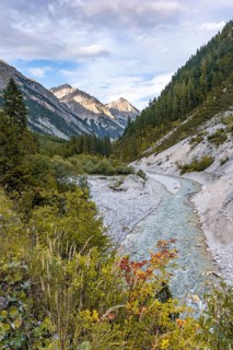 View of the Karwendel valley with mountain peaks