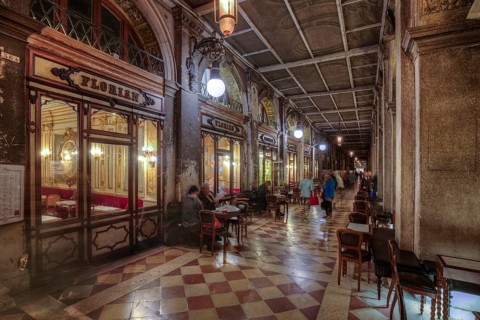 Historic Cafe Florian under the arcades of the Procuratie Nuove