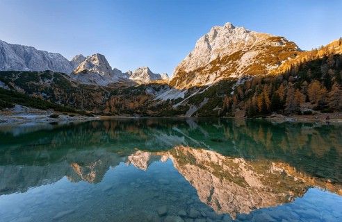 Mountains are reflected in the Seebensee