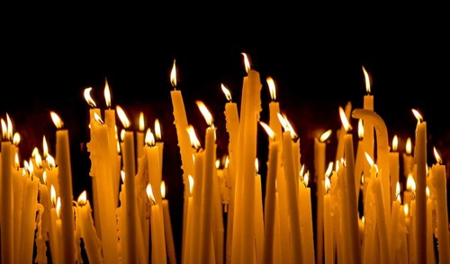 Ofer candles in the grotto