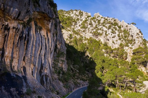 Rock formation at the Coll de Sa Bataia in the Serra de Tramuntana