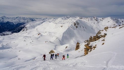 Ski tourers in the snow