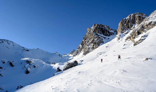Ski tourers in winter