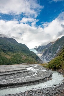 Riverbed of the glacier river Waiho River