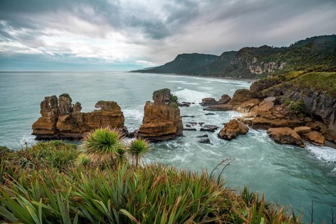 Coastal landscape of sandstone rocks