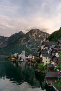 Village view Hallstatt with church