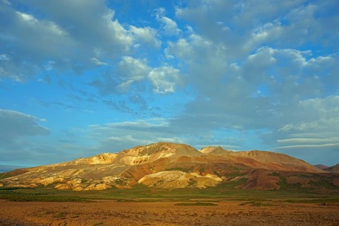 Colourful mountain Grisholl in the evening light