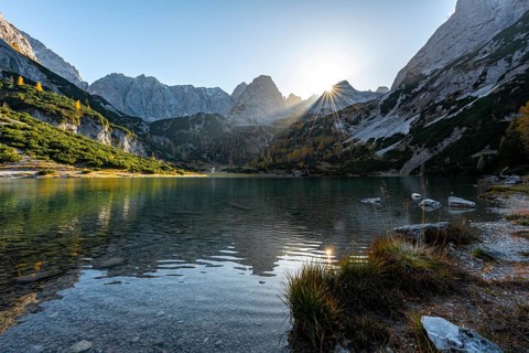 Mountains are reflected in the Seebensee