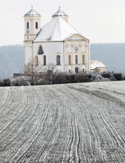 Pilgrimage church Marienberg in winter