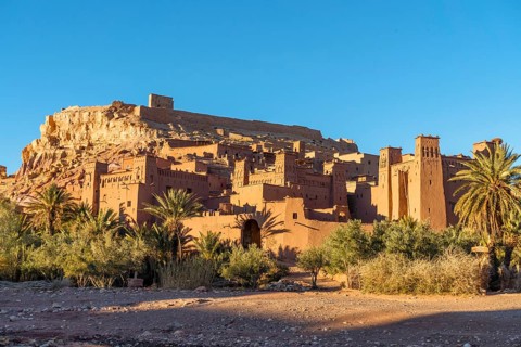 Panoramic view of clay town Ait Ben Haddou