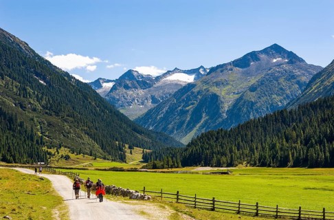 Hikers in the Krimml Ache Valley