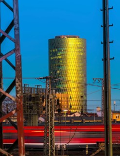Westhafen Tower in the evening sun