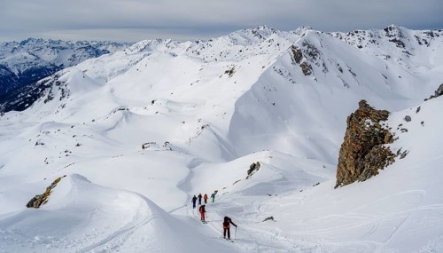 Ski tourers in the snow