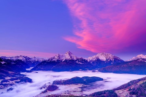Fog in the valley basin of Berchtesgaden