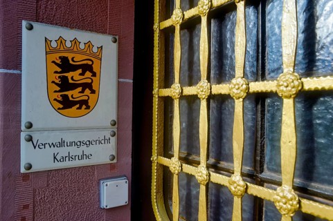Sign at the entrance to the administrative court Karlsruhe