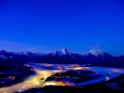 Fog in the valley basin of Berchtesgaden