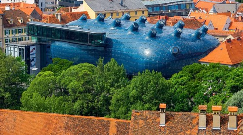 View from the Schlossberg to the Kunsthaus