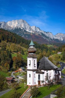 Pilgrimage church Maria Gern behind it Untersberg