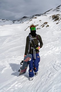 Ski tourer in the snow