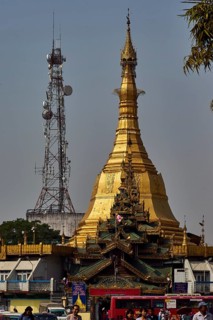 Mobile phone mast and Sule Pagoda