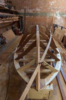 Construction of a transport boat for Venice in a boatyard