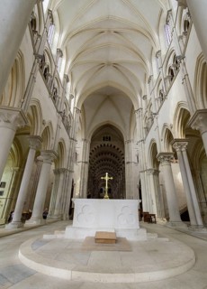View to the altar in the romanesque basilica Sainte-Marie-Madeleine