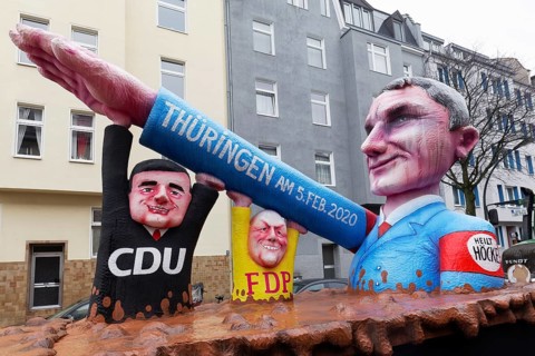 AfD faction leader Bjoern Hoecke raises his arm to the Hitler salute