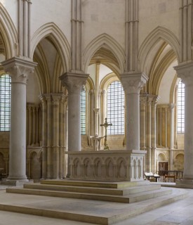 View to the altar in the romanesque basilica Sainte-Marie-Madeleine