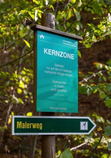 Signpost painter's path at the core zone of the National Park Saxon Switzerland