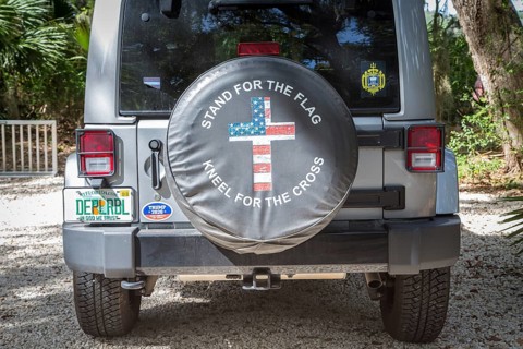 Spare wheel cover Stand for the flag